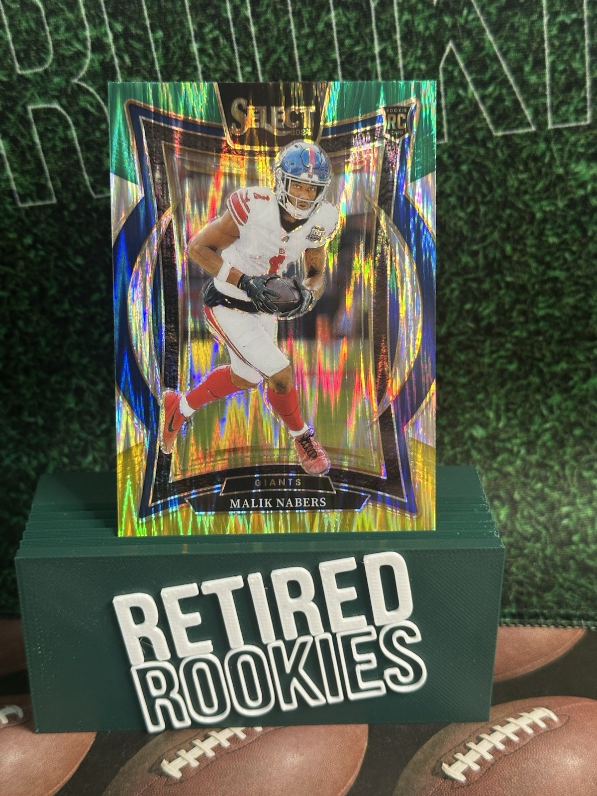 2024 Panini Select - Concourse Malik Nabers #29 Green & Yellow Shock Prizm (RC)