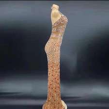Glitter Rhinestone Prom Crystal Backless Dress Elegant