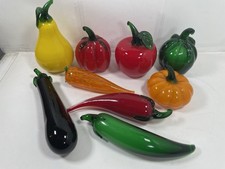 Juego de 9 DE COLECCIÓN Arte en Vidrio Frutas y Verduras Cocina/Hogar Decoración Interior RARO