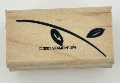 Stampin Up FLOWER STEM LEAVES 2001 Wood Mount Rubber Stamp