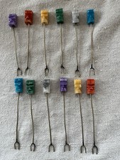 Vintage Lot/ 12 Stone Carved Tiki Face Hors d' Oeuvres Appetizer Cocktail Picks