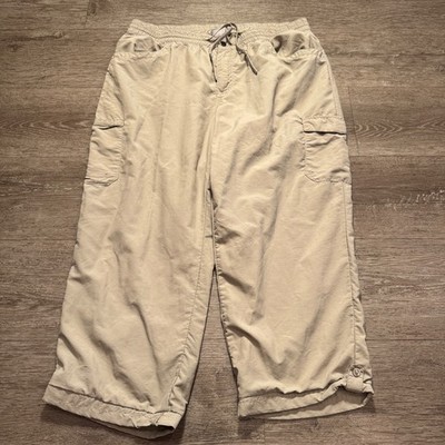 Columbia Cargo Capri Pants Women XL Tan Nylon Hiking Outdoor Gorpcore Summer