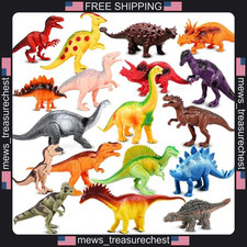 Kids Dinosaur Figures Set, 18 Plastic Toys for Ages 3-5, Realistic 5-7 Inch