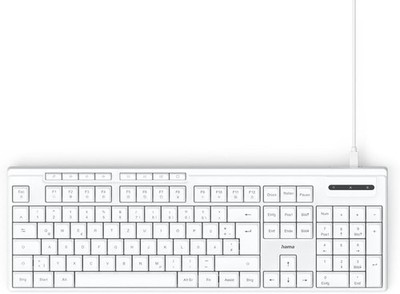 Hama PC Tastatur CK-200 kabelgebunden USB Keyboard DE QWERTZ 8 Media-Tasten Weiß