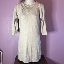 Merona Pale Gray V-Neck 3/4 Sleeve Sweater Dress Women's Size Small