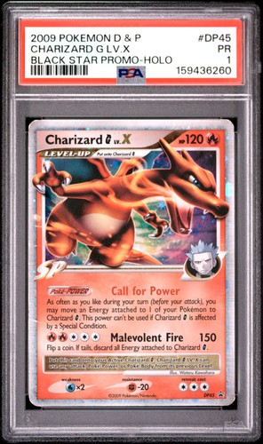 2009 POKEMON DIAMOND & PEARL BLACK STAR PROMO HOLO #DP45 CHARIZARD G LV.X PSA 1