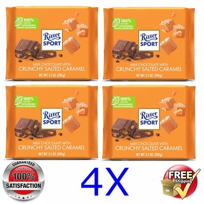4x Ritter Sport @ Milk Choco Crunchy Salted Caramel @ 4x 100g/3.5oz 05.27/2026