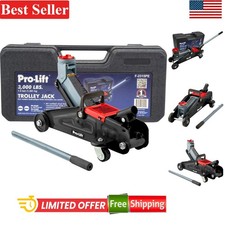 Compact Hydraulic Trolley Jack - 3000 Lbs Capacity 12 Maximum Lift Black