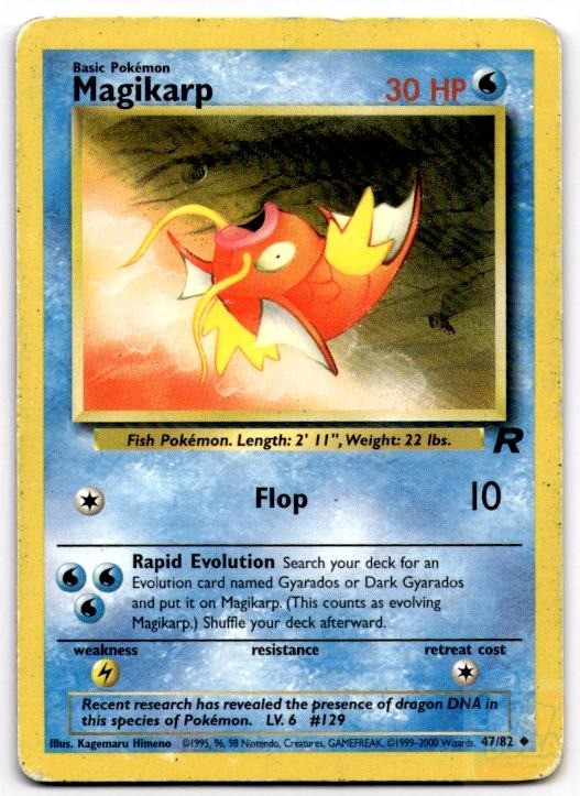 Magikarp 47/82 Uncommon Team Rocket Pokemon Unlimited Heavily Played