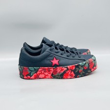 Converse Shoes Womens 8 Black Red Floral Canv...
