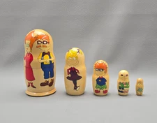 VTG Nesting Matryoshka Dolls Set 5 Wooden Nickelodeon Rugrats Characters