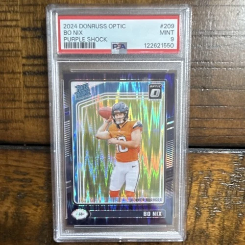 New ListingPanini Donruss Optic Rated Rookie Bo Nix #209 Purple Shock Prizm PSA 9 Broncos