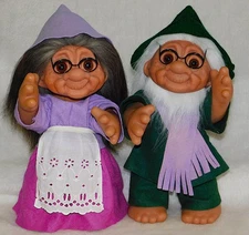 12 inch Thomas Dam Grandma & Grandpa Trolls- Matched Pair with Tags!
