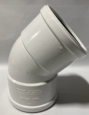 GPK Products Sewer Elbow, 45 deg Elbow, 6 in Nominal, Gasket, Molded, PVC