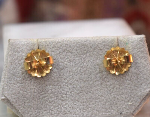 Vintage 14K Yellow White Gold 1.30 tcw Trillion Diamond Earrings - Picture 8 of 13
