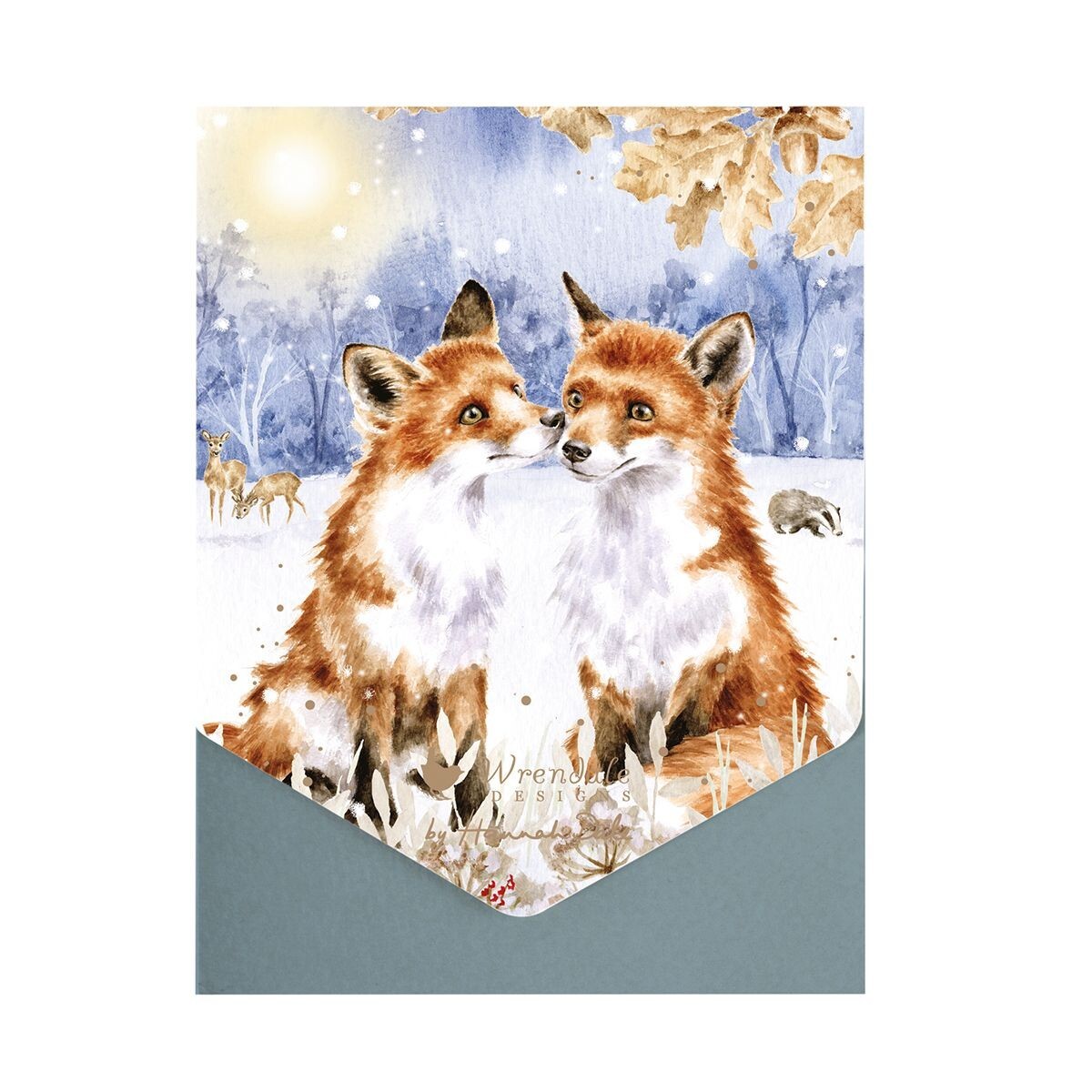 Wrendale Christmas Cards Fox Woodland Scene - Pack of 8 Festive Animal Cards