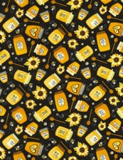 Jars of Honey Fabric, BTY, Bee Fabric, TTF C6105, Cotton, TheFabricEdge