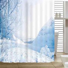 Snow And Mountains 3D Shower Curtain Waterproof Fabric Bathroom Decoration