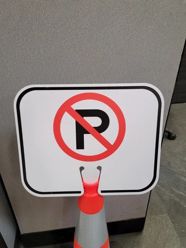 Uline Plastic Traffic Cone Sign, "NO PARKING" Temporary Portable Sign For Cones image 11