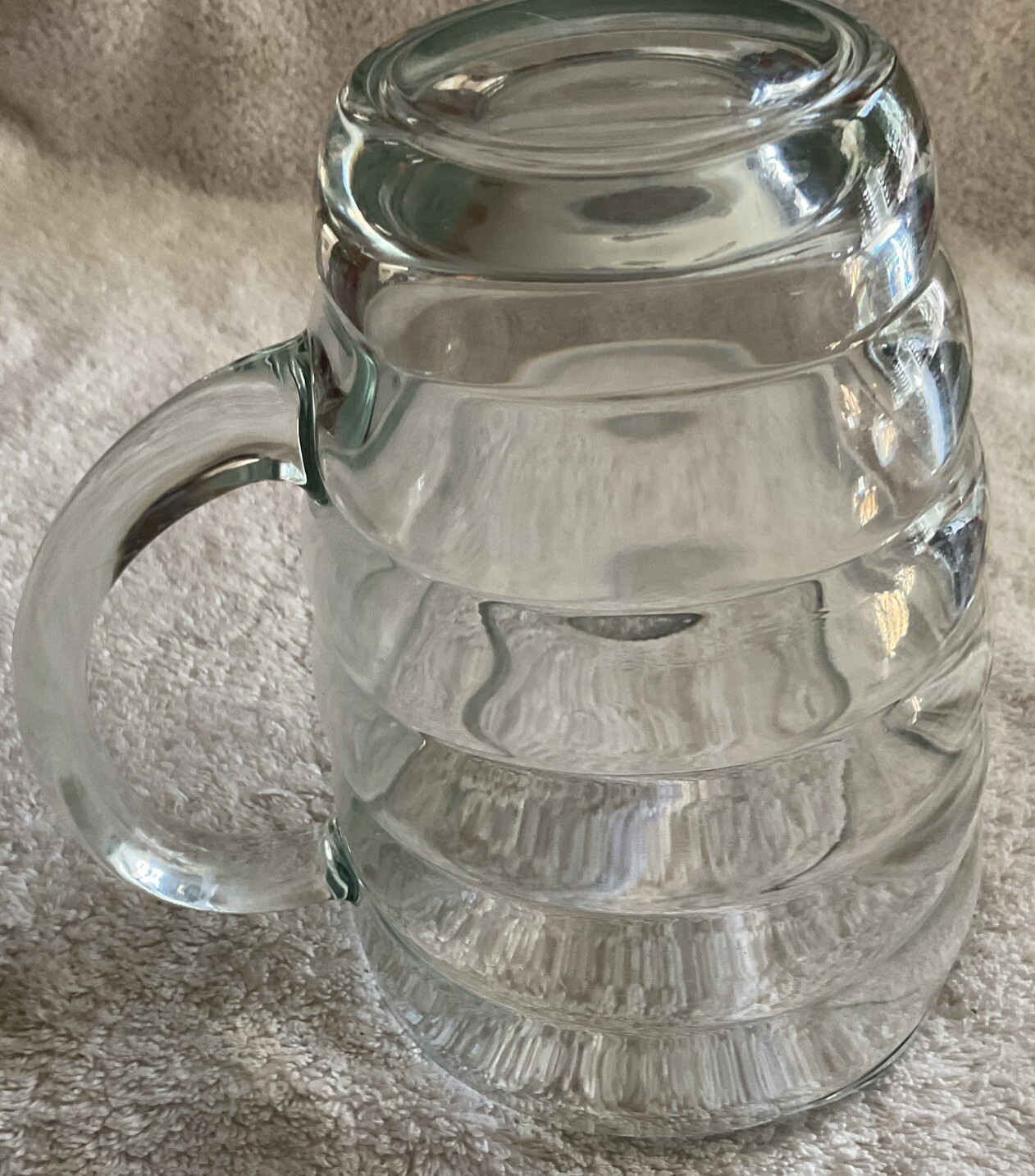 Vintage Glass Beehive Ribbed Beverage Pitcher MCM Mid Century Modern