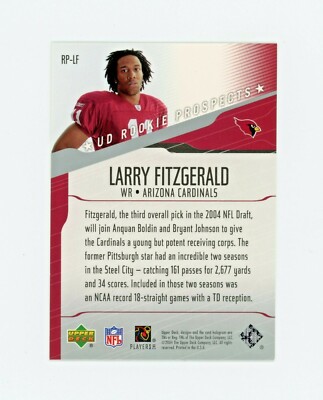 Carte Collection Larry Fitzgerald Cardinals, 2004 Donruss Rookies & Stars, Player-Worn, /100, PSA Non Gradé