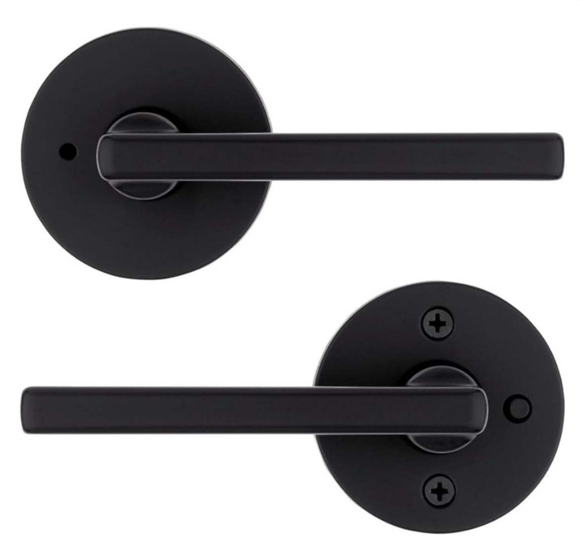 NUK3Y Privacy Door Lever Matte Black for Bedroom & Bathroom - Modern Handle-image