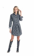 Rough Stock Ladies Long Sleeve Stretch Two Pocket Dress, Black
