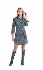 Rough Stock Ladies Long Sleeve Stretch Two Pocket Dress, Black