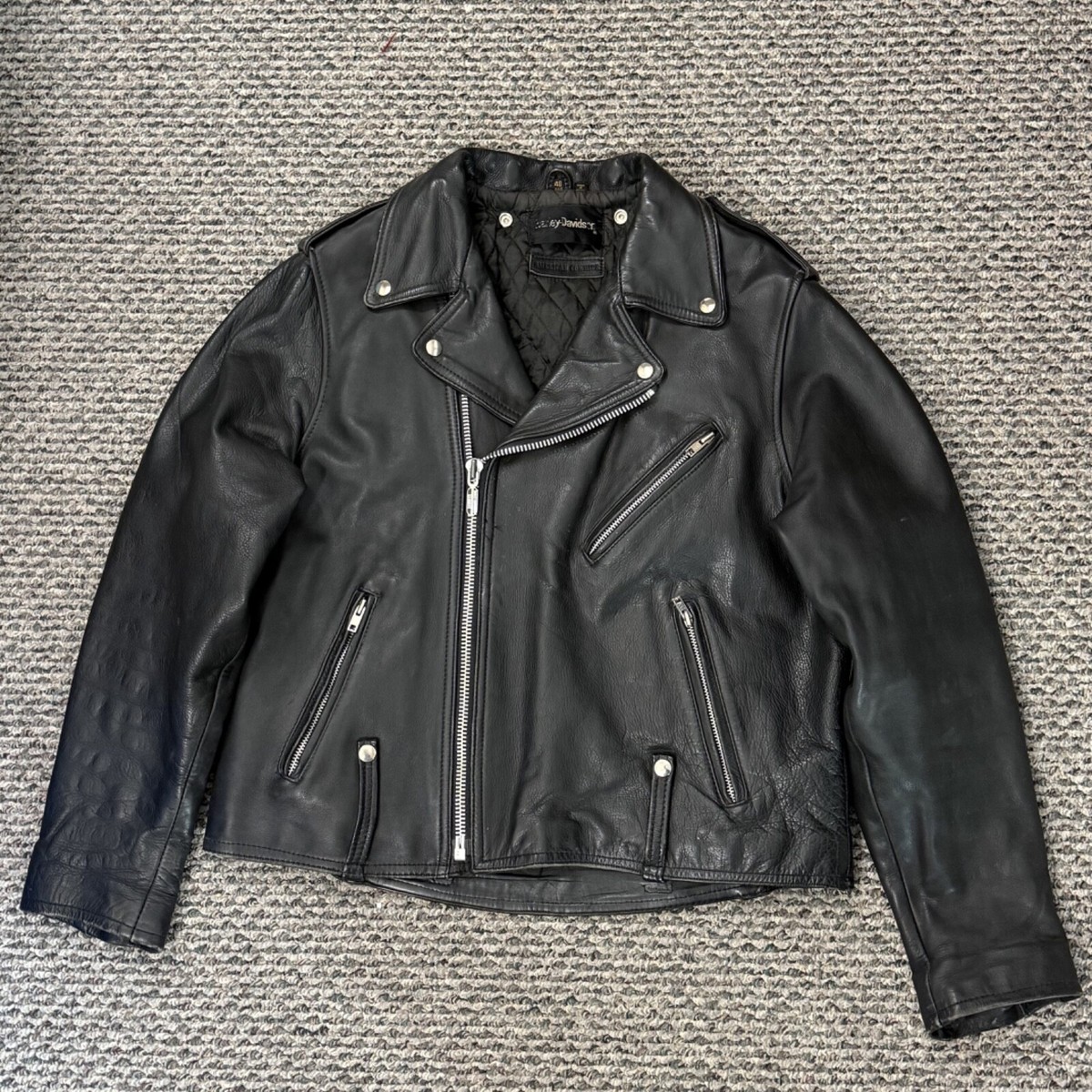 革*ー様 90s Harley-Davidson A-2 leather jkt VTG Harley Davidson Leather Jacket Mens 48 Biker Motorcycle