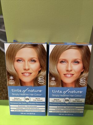 X 2 Tints of Nature Natural Permanent Hair Color, 8N Natural Light Blond 4.4oz