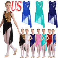 Girl Modern Jazz Dance Costume Ballet Skirt Lyrical Dress Irregular Dancewear