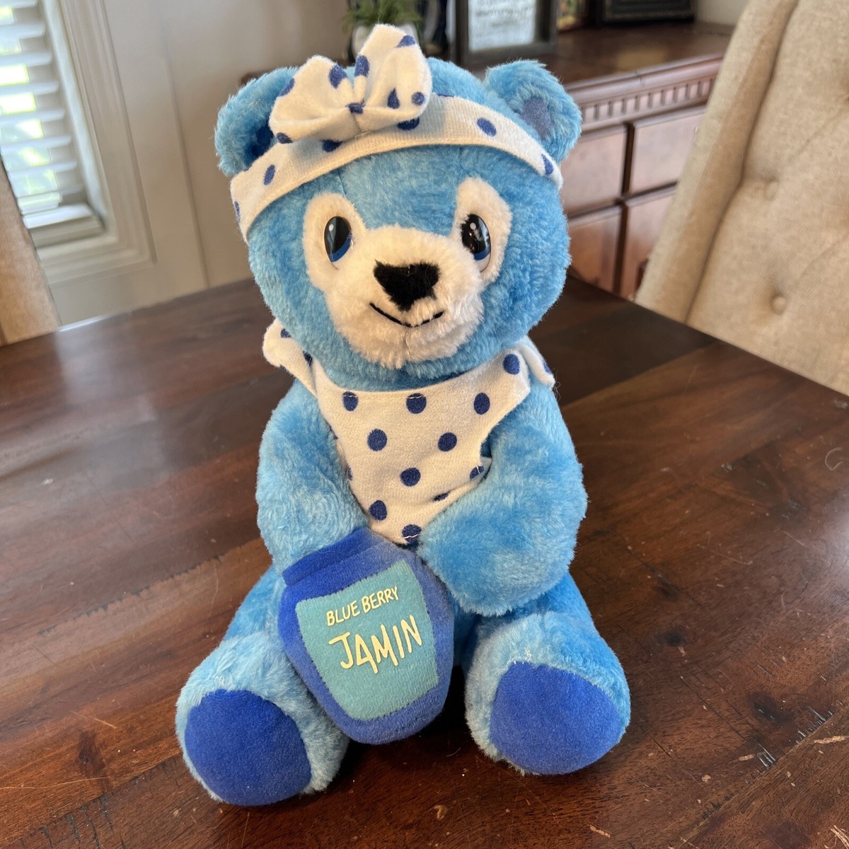 Vintage 1990 Nanco Blue Berry Jamin Bear 12” Plush Blue Teddy Bear