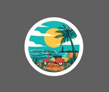 Beach Scooter Sticker Moped Ride Waterproof Ocean Tropical Gift New