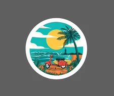 Beach Scooter Sticker Moped Ride Waterproof Ocean Tropical Gift NEW