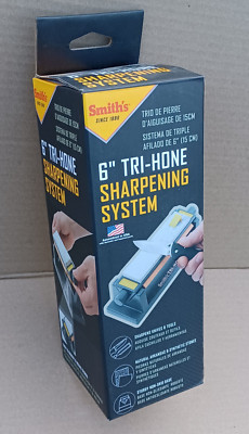 Smith's TRI6 6'' Tri-Hone Sharpening System Knife Tool Sharpener 3 Stone Arkansas