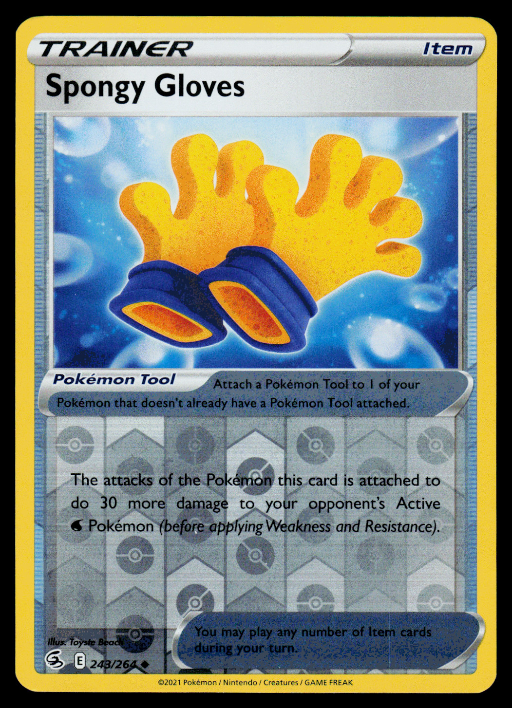 Pokemon Card - SWSH - Fusion Strike Spongy Gloves 243/264 Reverse Holo - NM