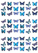 Cake Toppers Pretty Blue Butterfly 54 Butterflies Edible Wafer Paper Decorations