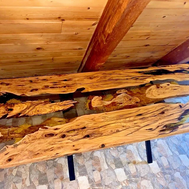 Craystal Clear Epoxy Resin Acacia Dining Coffee Table Top Hallway Decor Gift - Image 2 of 4