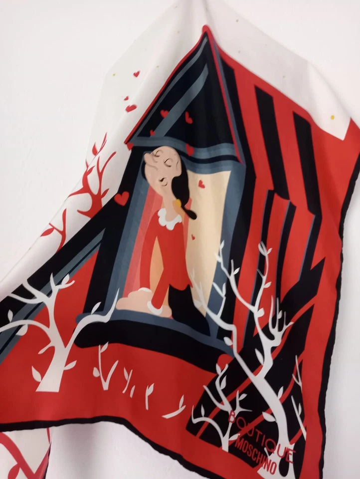 Bufanda de seda Y# MOSCHINO 34/33 pulgadas tiene hilos tirados + manchas Foto 2 de 4