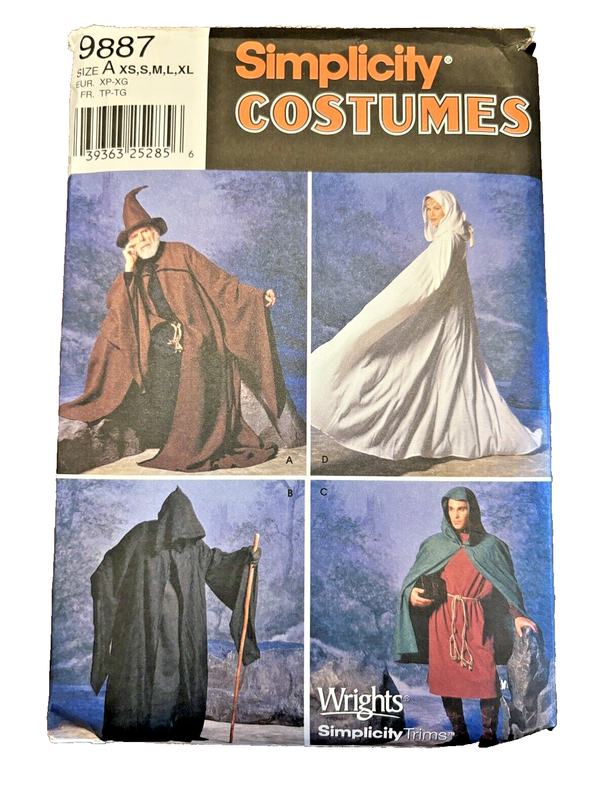 Wizard Capes Pattern Simplicity Sewing Pattern #9887 Costumes Wizard Capes Size A XS to XL ...