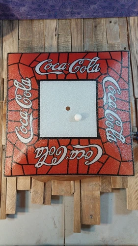 Vintage Coca-Cola  Square Ceiling Glass Light Shade Tiffany Style Coke NOS 14”