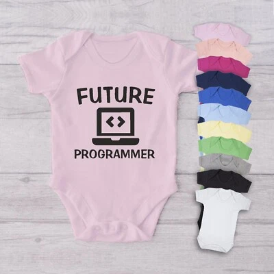 FUTURE PROGRAMMER Baby Bodysuit Babygrow Vest Geeky Funny Gift Mum Dad Geek Nerd