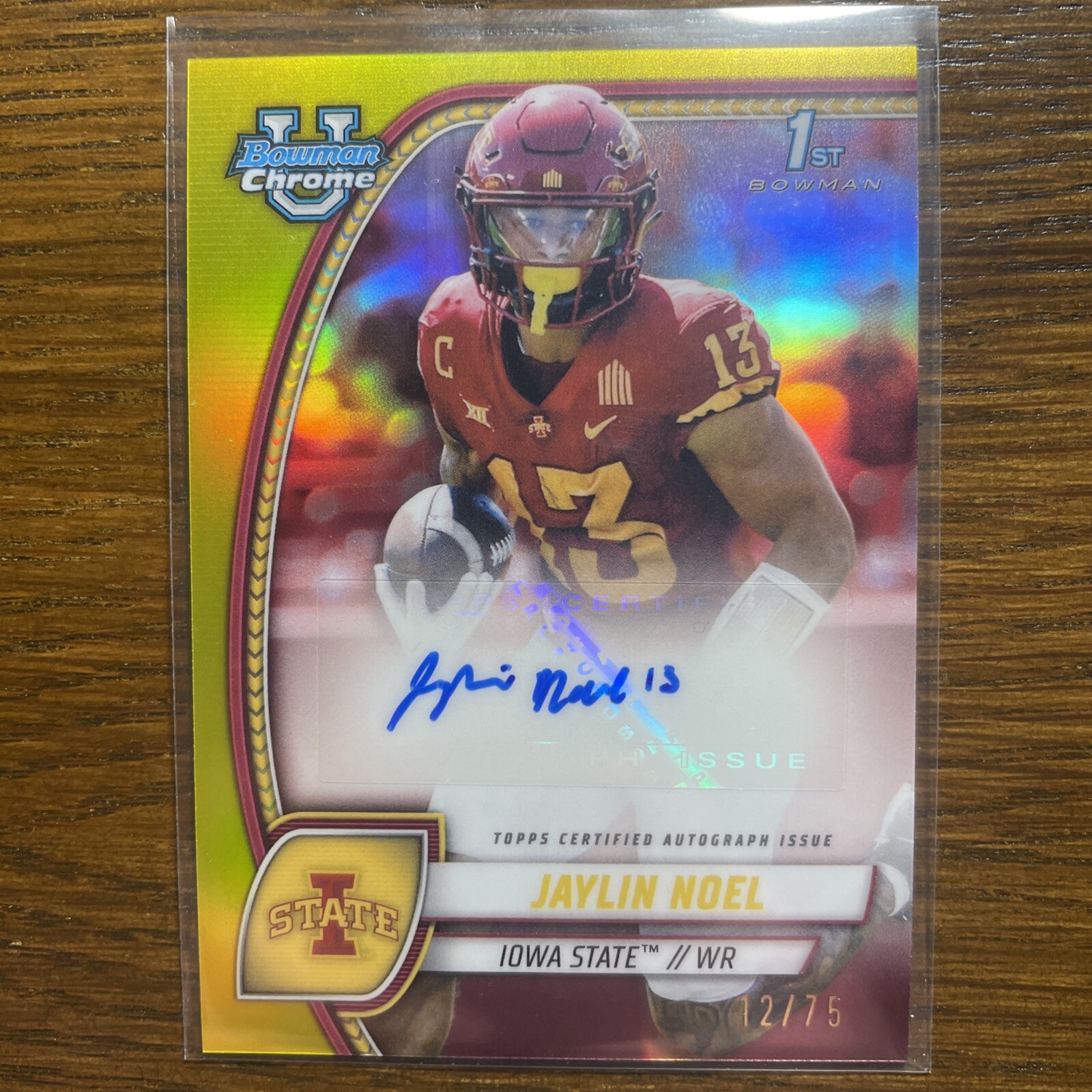 2024 Bowman University Chrome Yellow Refractor Auto Jaylin Noel /75 COLOR MATCH