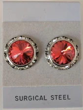 PADPARADCHA PIERCED EARRINGS with horse show number magnets Rivoli Crystals