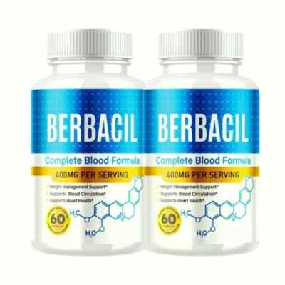 2-Pack Berbacil Capsules - Supports Healthy Blood Sugar & Pressure -120 Capsules