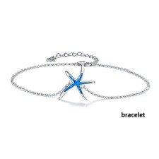 Pulsera estrella de mar ópalo azul 925 plata esterlina joyería para mujeres niñas
