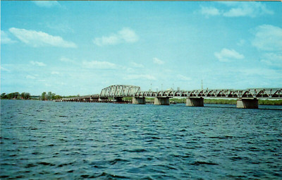 Postcard Rouses Point Bridge Lake Champlain Link New York & Vermont Hero Islands