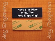 Custom Engraved 1x3 Navy Blue Tag Sign Plate  Scrapbook Memory of Trophy Urn