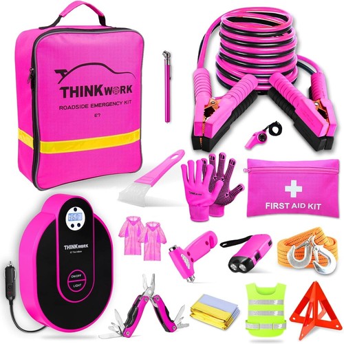 Car Emergency Kit for Teen Girl and Lady's Gifts, Pink Emergency