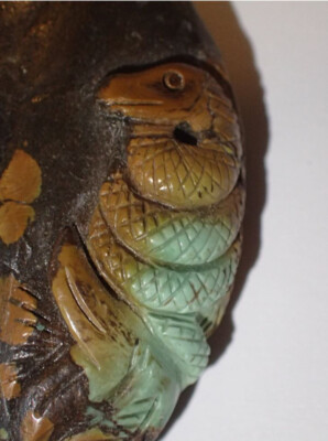 Turquoise Nugget carved Snake Pendant / Focal Bead